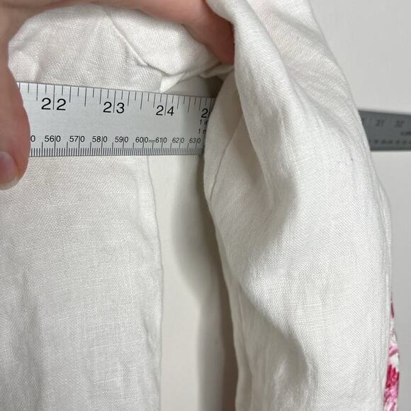 INC Jacket Womens XL White Pink Floral Embroidery Linen Zip Up Casual Bohemian - Picture 12 of 15